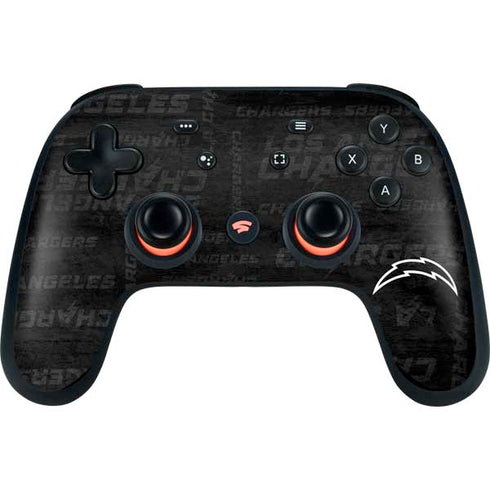 NFL Los Angeles Chargers Black & White Google Stadia Controller Skin